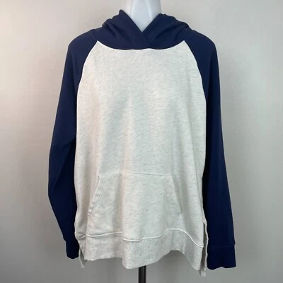 Толстовка с капюшоном женская Old Navy большая кремовая темно-синяя расслабленная - Изображение 1 из 4