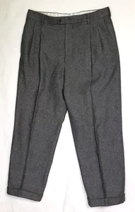 Pantalones negros Zanella para hombre pantalones plisados puños lana y seda 36" cintura 28" entrepierna - Imagen 1 de 7
