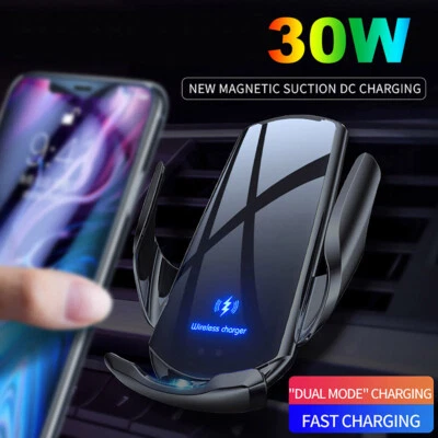 30W Fast Wireless Car Charger Auto Clamping Air Vent Holder For iPhone 17 16 15 - Image 1 of 4