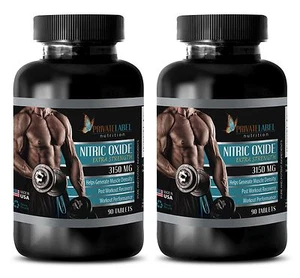 NITRIC OXIDE 3150mg Powder - Pre Workout Booster - 180 Tablets 2 Bottles - Picture 1 of 12