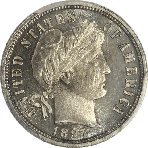1897 Barber Dime 10c, PCGS PR 64 CAC - Nice Original Toning Cover
