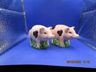Vintage 2 pc Ceramic Pig Salt and Pepper Shakers. 2 1/4" Tall