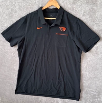 Nike Dri-Fit Mens OSU Oregon State University Beavers Golf Polo Black Size XL - Image 1 of 4