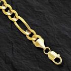 Bracelet chaîne homme 10 t or jaune massif Figaro maillon bordure 9 pouces 19 grammes 9,5 mm