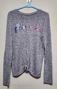 Abercrombie Kids Girl's Junior's Heather Gray Top with Sequins Logo - Size 11/12 - Picture 1 of 3