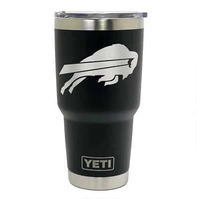 Buffalo Bills YETI Laser Engraved, Colster, 20 or 30 oz. Black Tumbler