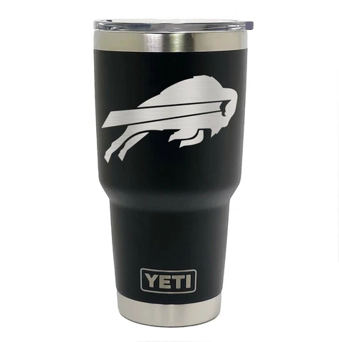 Buffalo Bills YETI Laser Engraved, Colster, 20 or 30 oz. Black Tumbler Cover