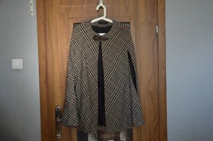 ZARA Vintage Tartan Checked Plaid Tweed Wool Cape Coat Poncho Princess Kate M - Picture 1 of 19