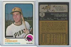 1973 Topps Baseball, #2 Rich Hebner, Pittsburgh Pirates - Picture 1 of 1