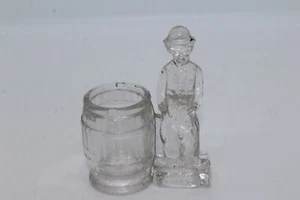 VERY NICE VINTAGE BORGFELDT  CHARLIE CHAPLIN with BARREL GLASS CANDY CONTAINER  - Picture 1 of 6