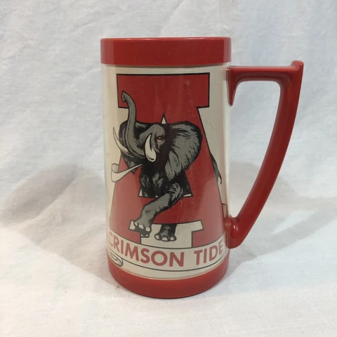 Vintage Crimson Tide University Of Alabama Thermo-Serv Mug Cup 16oz Cover