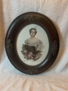 Antique Robin Adair Art Deco Woman Lithograph Victorian Oval Frame - Picture 1 of 8