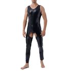 Fashion forward Men's Clubwear Wet Look Jumpsuit with Crotchless Style