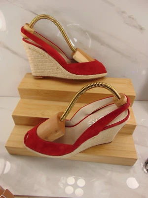 Michael Kors RED SUEDE LEATHER ESPADRILLE WEDGE 4 INCH Sandals SIZE 7 1/2 M - Image 1 of 4