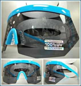 Übergröße Übertrieben Retro Sportlich Wickel Stil Sun Brille XL Riesig Neon Blau - Picture 1 of 7