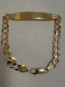 14K Gelbgold massives Gold Herren ID kubanisches Gliederarmband 8" 12 g UVP $ 2400 - Bild 1 von 1