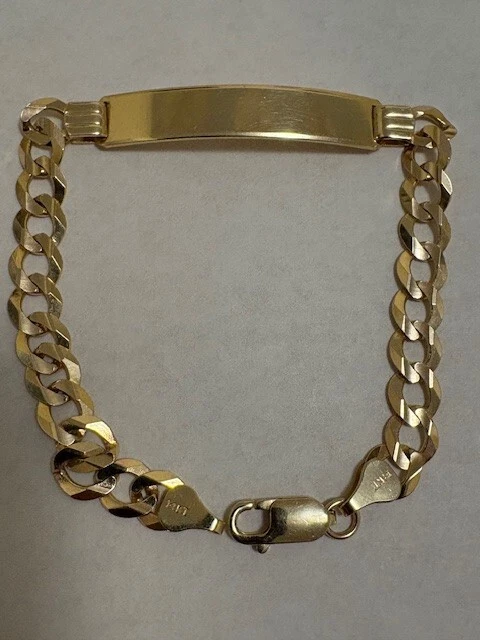 14K Yellow solid Gold Men's ID Cuban Link Bracelet 8”  8.3g  MSRP $ 1450 - Image 1 of 1