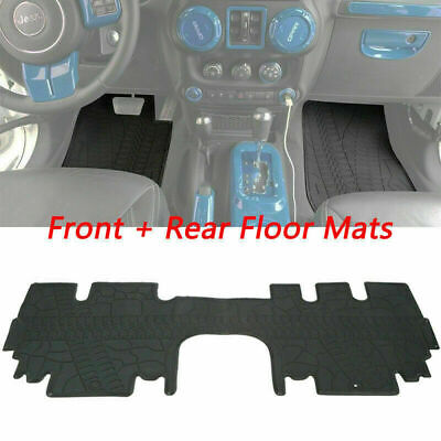 Front + Rear Veined Floor Mats Waterproof Fit 2011-2018 Jeep Wrangler JK 4 Door • 68.59$