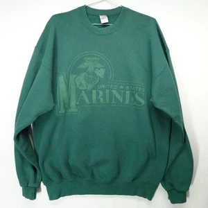 Vintage USMC Marines Sweatshirt Mens X-Large Green Soffe Crewneck Made USA 90s - Picture 1 of 12