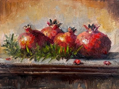 ACEO ORIGINAL hand made oil painting -pomegranates- JFM  - image 1 of 3