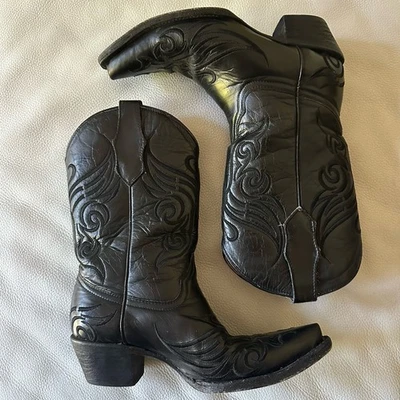 Circle G Boots Women’s 6.5 Black Embroidered Western Snip Toe Cowgirl L5003 - Image 1 of 4