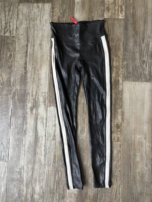 Leggings Spanx Imitación Cuero Blanco Rayas Laterales Talla Pequeña Foto 1 de 4