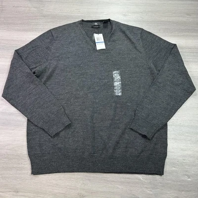 Suéter Calvin Klein Para Hombre XL Gris Brezo Extra Fino Lana Merino Cuello en V Nuevo con Etiquetas Foto 1 de 4