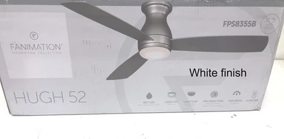 Fanimation Hugh 52 in. LED Indoor/Outdoor White Ceiling Fan with Light + Remote - Image 1 of 2
