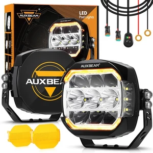 AUXBEAM 2X 5" 174W LED Side Shooter Light Pods White DRL Amber Turn Signal Light - Picture 1 of 12