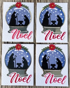 Menge 4 HANDGEMACHTE GRUSSKARTEN - Noel Weihnachten Gold Krippe Unikat Original - Bild 1 von 3