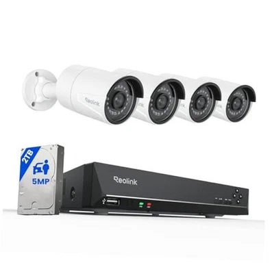  8CH 5MP Security Camera System, 4pcs Wired PoE Cameras for Home Security White - Image 1 of 4