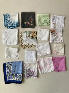 Mixed Lot 16 Vintage Ladies Hankies handkerchief Embroidery Florals - Picture 1 of 15