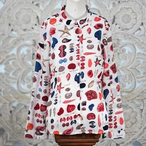 Seasalt Larissa Shirt Damen 6 Bio Baumwolle weich Muschel Print Knopfleiste - Bild 1 von 8