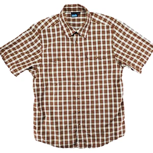 Kavu Seattle Short Sleeve Shirt Mens L Red Plaid Travel Outdoor Adventure - Picture 1 of 11