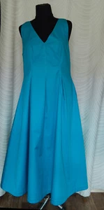 Boden A-line Long Boho Dress  V-Neck Blue  Cotton Size UK 12 US 8 - Picture 1 of 7