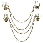 2X Skeleton Arm Skull Lapel Chain Collar Tip Pins Gothic Boho Necklace Vintage