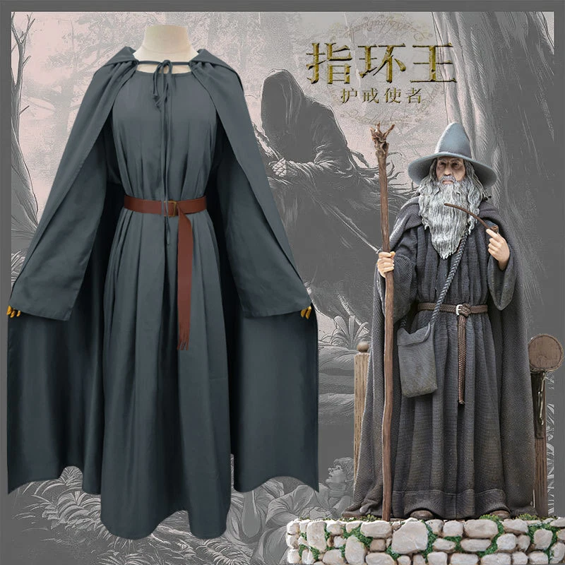 Gandalf Disfraz Cosplay Gris Hechicero Uniforme Gorra Sombrero Foto 1 de 4