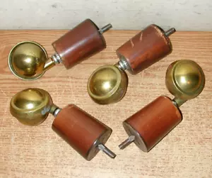 VINTAGE SCHÄFER RUNDE DREHBARE MÖBELKUGELROLLEN MIT HOLZKNÖCHELN - 4er SET - Bild 1 von 11