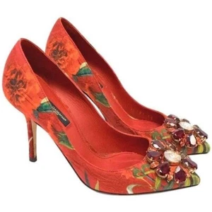DOLCE & GABBANA Crystals & CARNATIONS Stiletto Kitten Heels Shoes 38 / 5 UK - Picture 1 of 19