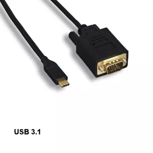 10x 3ft USB 3.1 Type C to VGA HD15 Cable 1920x1200 for PC Smartphone TV Laptop - Picture 1 of 1