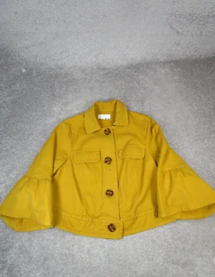 Abrigo Anthropologie Pea para mujer 1X tejido de algodón amarillo * Foto 1 de 4