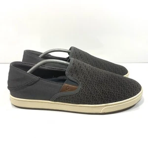 Olukai Kahu Aho Boat Shoes Slip-On Mens Size 11.5 M Dark Shadow/Off-white Gray - Picture 1 of 9