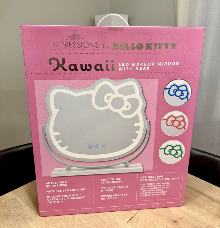 Impressions x Hello Kitty KAWAII LED Espejo de Maquillaje con Base IVMM-HKTT-TBLM1-WHT NUEVO Foto 1 de 2