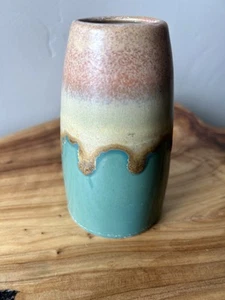 Vase Handmade CPNP Studio Pottery Ceramic Drip Glaze Blue Pink Green Rustic - Picture 1 of 9