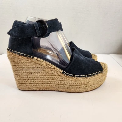 Marc Fisher Mlaida Blue Suede Espadrille Wedge Sandals Ankle Strap Womens Sz 10M - Image 1 of 4