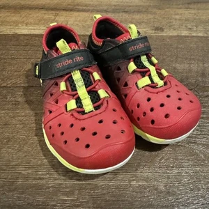 Stride Rite M2P Phibian Toddler Boy Shoes Size 6 Red Black Yellow Hook And Loop - Picture 1 of 8