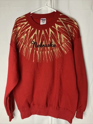 Sudadera De Colección Nebraska Cornhuskers Jerzees EE. UU. XL RARA Diseño Dorado Brillo Foto 1 de 4