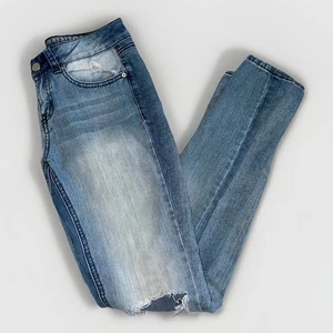 Pantalones de mezclilla ajustados American Original Rewash Bemore talla 3/26 elásticos desgastados usados en excelente estado - Imagen 1 de 15