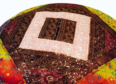 33% de descuento hecho a mano funda de cojín de almohada redonda étnica retazos 40" sala de estar Foto 1 de 4