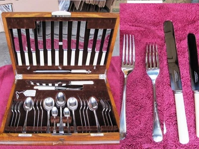 Antique ART DECO ELKINGTON SILVER CUTLERY Flatware incl Carving 6 Settings 51 pc - Image 1 of 4